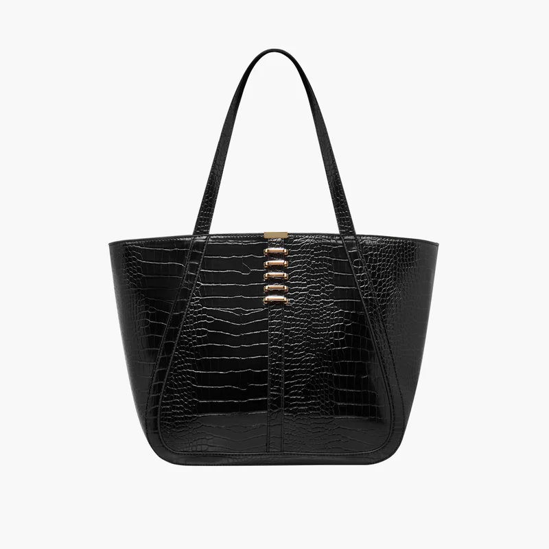 Adore Black Animal Textured Tote Bag for Women